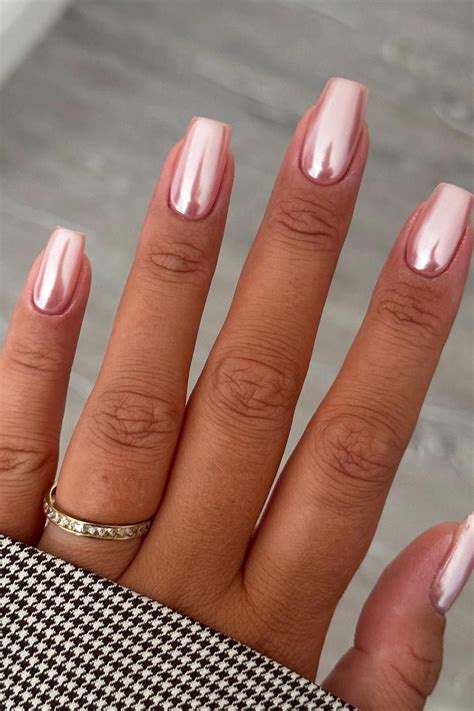 coffin pink chrome nails